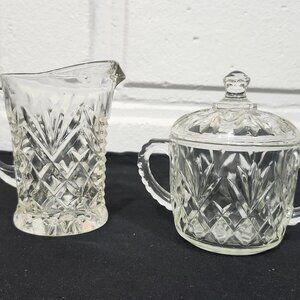 Vintage Anchor Hocking Pineapple Prescut Cream & Sugar Set